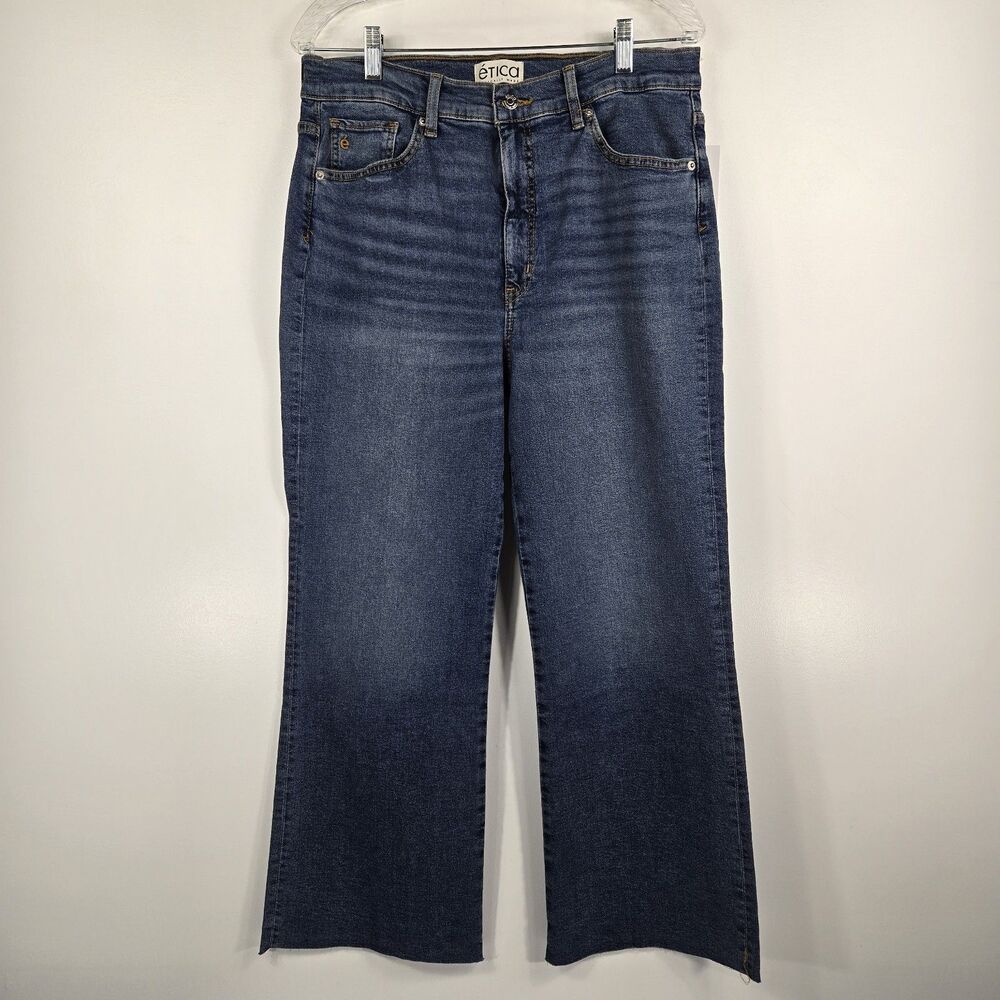 Etica Anya High Rise Modern Flare Northport Blue Women’s Size 32 NWT